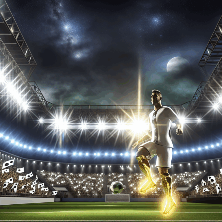 Futbolista deslumbrante realizando una jugada nocturna, Santos vs Ceará Serie A 2025