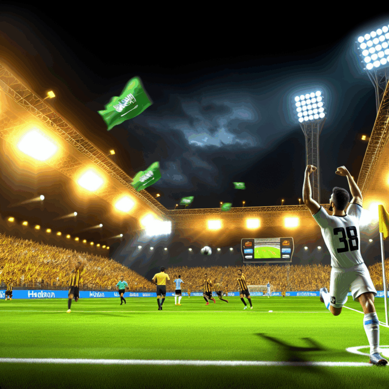 Jugador del Al Nassr celebrando un gol en un estadio lleno durante el empate con Al Shabab